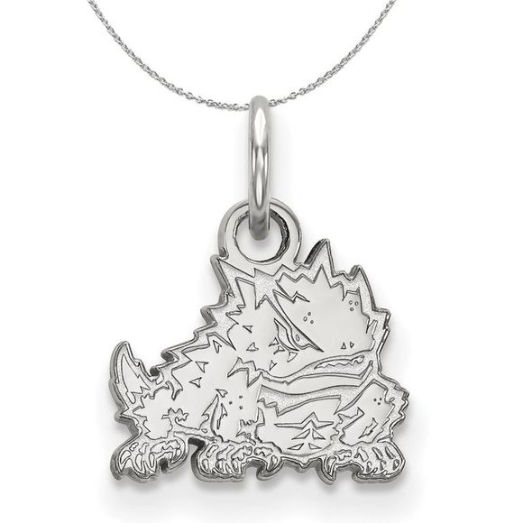 Sterling Silver Texas Christian U. XS (Tiny) Pendant Necklace, 16 Inch